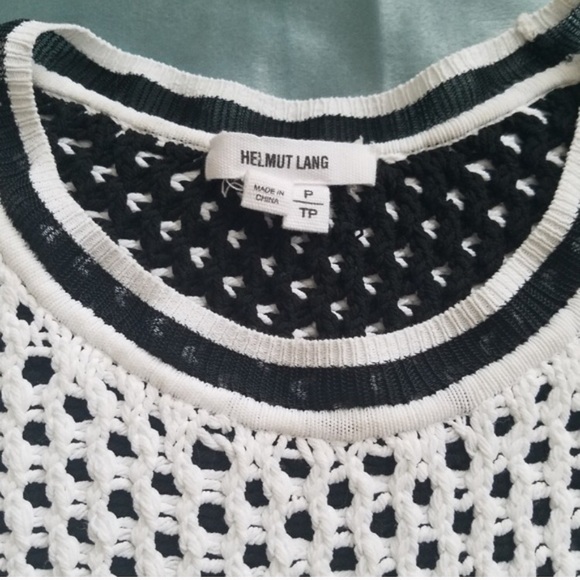 Helmut Lang open knit black & white mesh sweater - Picture 4 of 7